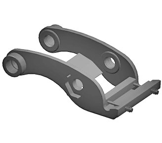 Excavator dedicated wedge coupler rendered