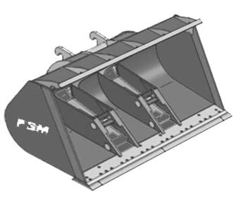 Wheel loader roll-out high-tip bucket